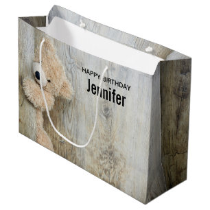 Cute Knuffel Beer Rustieke Houten Muur Verjaardag Groot Cadeauzakje