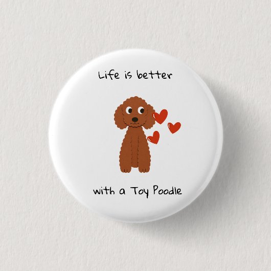 cute knuffel Poodle kunst knopspeld Ronde Button 3,2 Cm (Voorkant)