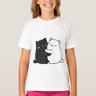 Cute Knuffelende Katten Tiener Meisje T-Shirt Sch