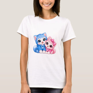 Cute Knuffelende Katten Vrouwen T-Shirt | Kawaii B