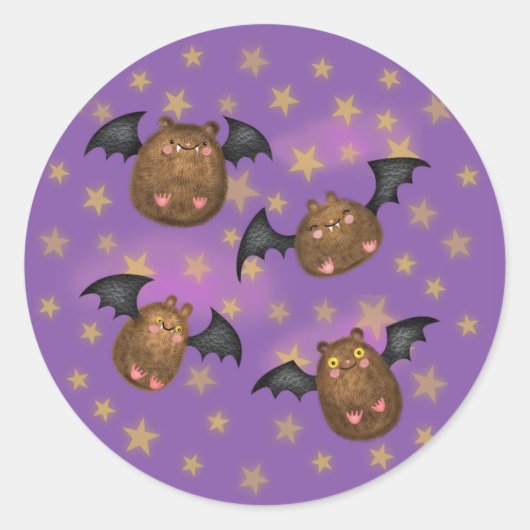 Cute, knuppende vleermuis rond stickers (Voorkant)