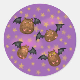 Cute, knuppende vleermuis rond stickers