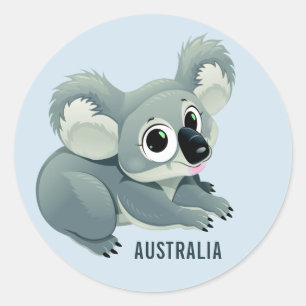 Cute Koala aangepaste tekststickers Ronde Sticker