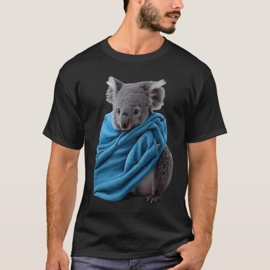 Cute Koala Animal Cuddling with Blue Blanket Koala T-shirt (Voorkant)