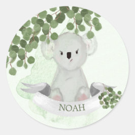 Cute Koala Baby Animal Green laat de grens over Ronde Sticker