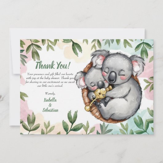 Cute Koala Baby En Koala Moeder Dank U Kaart (Voorkant)