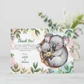 Cute Koala Baby En Koala Moeder Dankkaart Kaart (Staand voorkant)