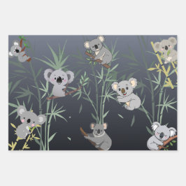 Cute Koala & Bamboo Tree Modern Art Inpakpapier Vel