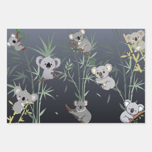 Cute Koala & Bamboo Tree Modern Art Inpakpapier Vel (Voorkant)