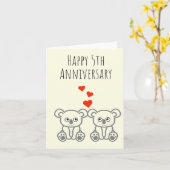 Cute Koala Bear Couple-Happy Anniversary Card Kaart (Gele Bloem)
