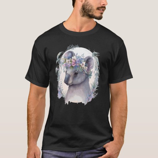 Cute Koala Bear Flower Crown Floral Koala T-shirt (Voorkant)