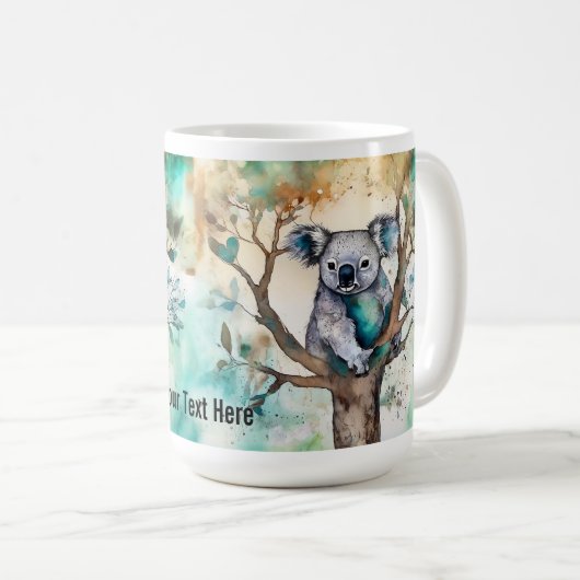 Cute Koala Bear Mug in Tree – Personalize Koffiemok (Voorkant rechts)