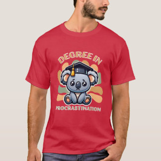 Cute Koala Bear with Degree in Procrastination fam T-shirt