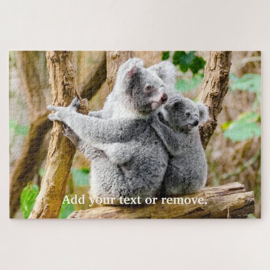 Cute koala beer and baby sit on eucalypyus tree, legpuzzel (Horizontaal)