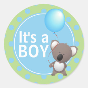 Cute Koala Beer Baby Boy Ronde Sticker