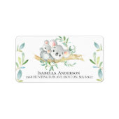 Cute Koala Beer Baby Boy Shower Label (Voorkant)