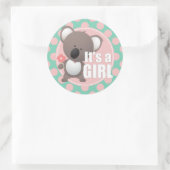 Cute Koala Beer Baby Girl Ronde Sticker (Tas)