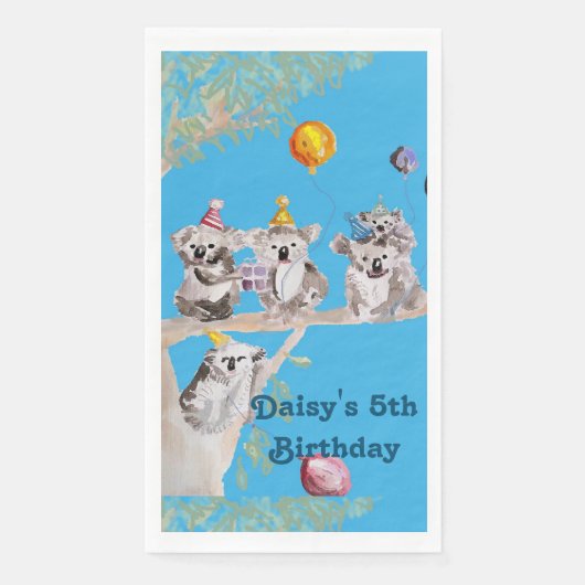 Cute Koala Beer Birthday Animal Party Serviette Servet (Voorkant)