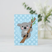 Cute Koala Beer - Blue Polka Dot Briefkaart (Staand voorkant)