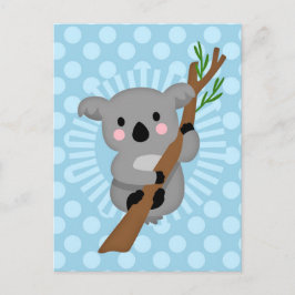 Cute Koala Beer - Blue Polka Dot Briefkaart
