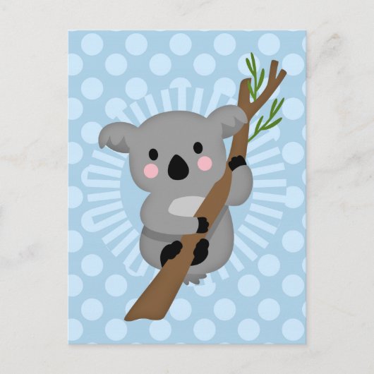 Cute Koala Beer - Blue Polka Dot Briefkaart (Voorkant)