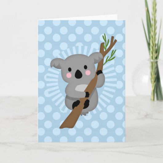 Cute Koala Beer - Blue Polka Dot Kaart (Voorkant)