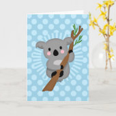 Cute Koala Beer - Blue Polka Dot Kaart (Gele Bloem)