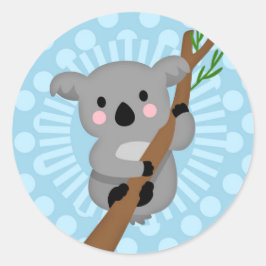 Cute Koala Beer - Blue Polka Dot Ronde Sticker