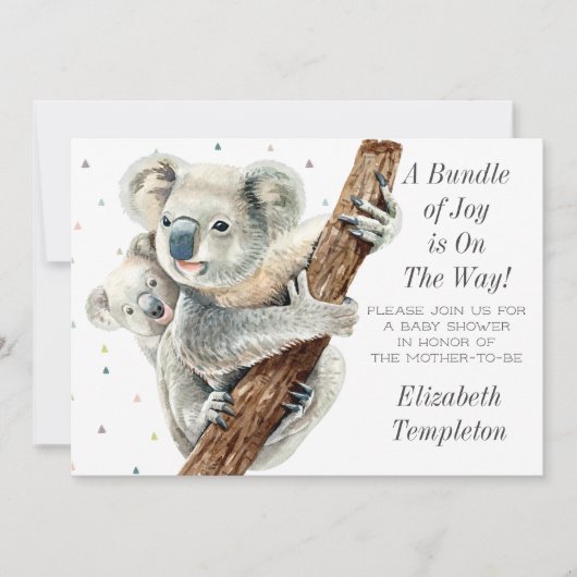 Cute Koala Beer bundel Joy Baby shower Kaart (Voorkant)
