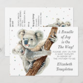 Cute Koala Beer bundel Joy Baby shower Kaart (Voorkant / Achterkant)