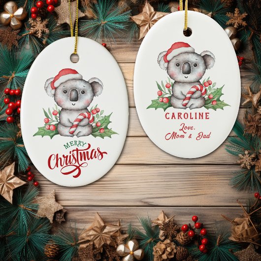 Cute Koala Beer Candy Cane Kinderen Keramisch Ornament