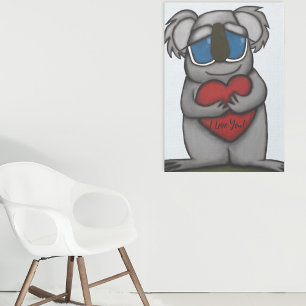 Cute Koala Beer Canvas Afdruk