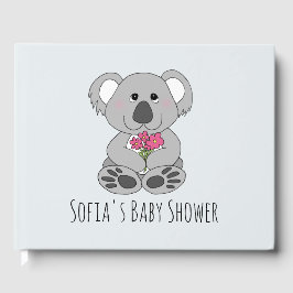 Cute Koala Beer Cartoon en Name Baby shower Gastenboek