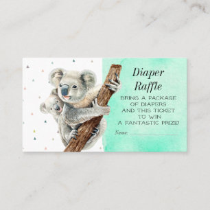Cute Koala Beer Diaper Raffle Baby shower Ticket