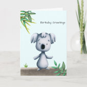 Cute Koala Beer Drawing Personalized Birthday Kaar Kaart (Voorkant)