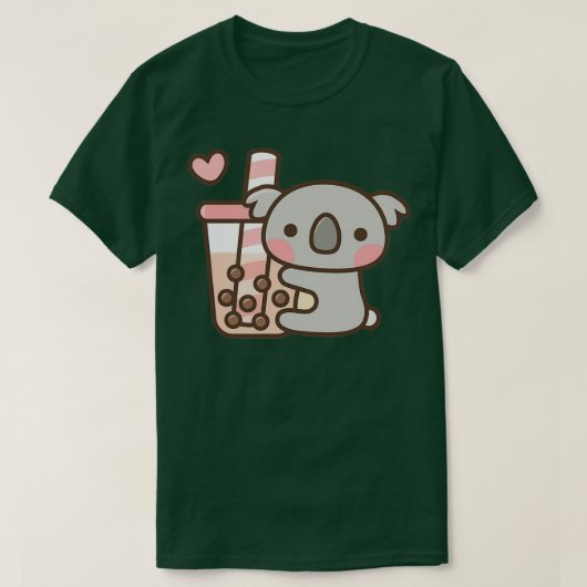Cute Koala Beer en Bubble Tea T-shirt (Design voorkant)