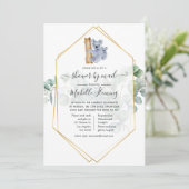 Cute Koala Beer Eucalyptus Baby shower per post Kaart (Staand voorkant)