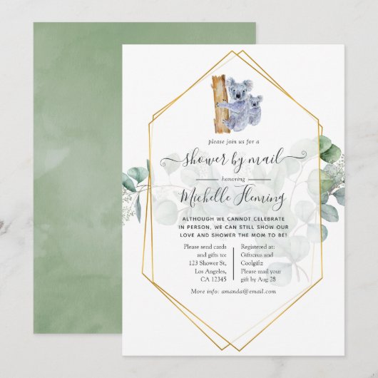 Cute Koala Beer Eucalyptus Babyshower per Post Kaart (Voorkant / Achterkant)