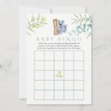 Cute Koala Beer Eucalyptus Leaves Baby Bingo