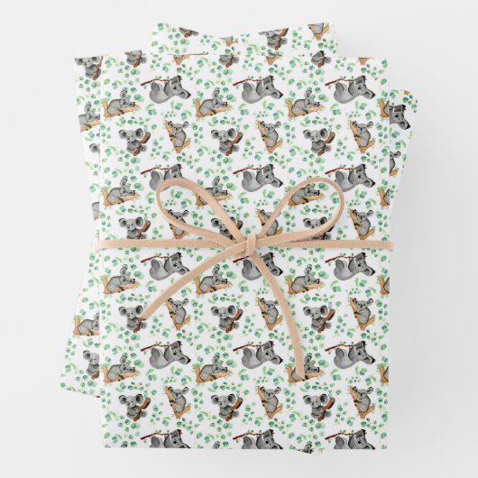Cute Koala Beer Eucalyptus Leaves Baby Gift Inpakpapier Vel (In situ)