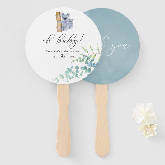 Cute Koala Beer Eucalyptus Leaves Baby shower Handwaaier (Voorkant en achterkant)