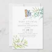 Cute Koala Beer Eucalyptus Leaves Baby shower Kaart (Voorkant)