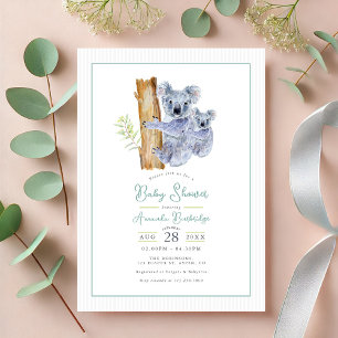 Cute Koala Beer Eucalyptus Leaves Baby shower Kaart