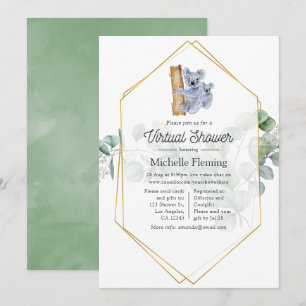 Cute Koala Beer Eucalyptus Virtual Baby shower Kaart