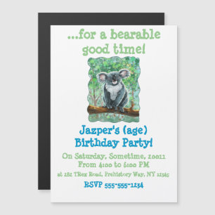 Cute Koala Beer Feestcentrum Magnetische Uitnodiging