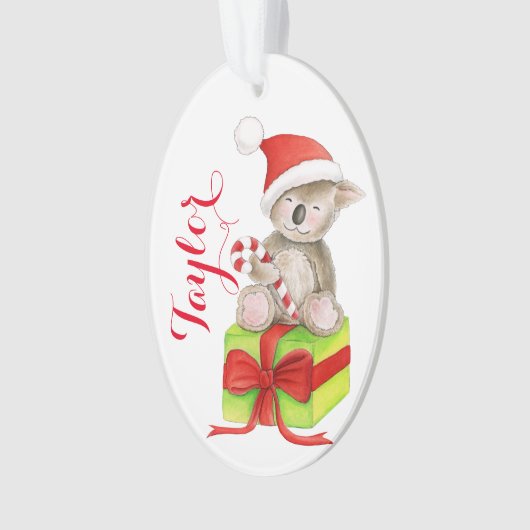 Cute koala beer gepersonaliseerd cadeau label Kers Ornament (voorkant)