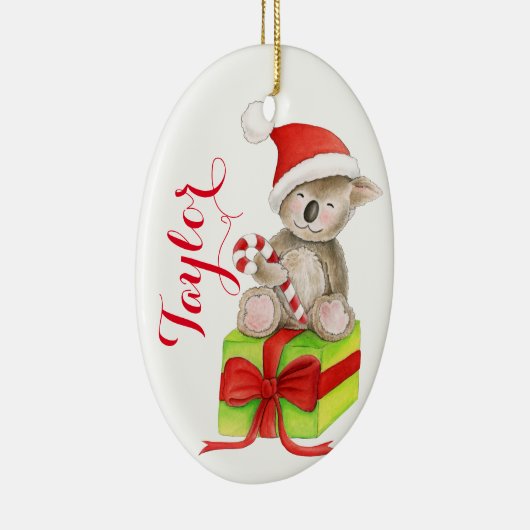 Cute koala beer gepersonaliseerde kerstversiering keramisch ornament (Rechts)