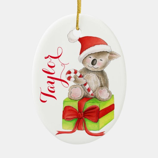 Cute koala beer gepersonaliseerde kerstversiering keramisch ornament (Voorkant)