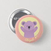 Cute Koala Beer Gepersonaliseerde Kinder Button (Voorkant /achterkant)