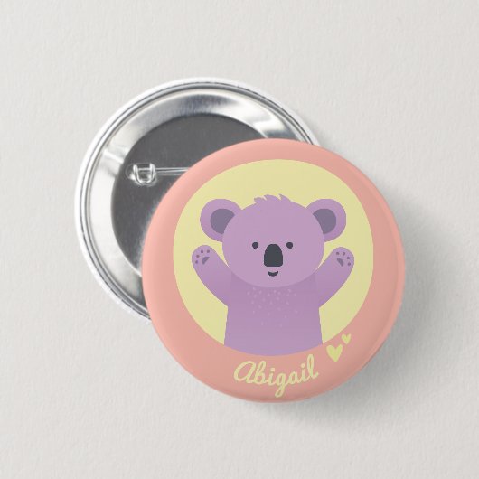 Cute Koala Beer Gepersonaliseerde Kinder Button (Voorkant /achterkant)